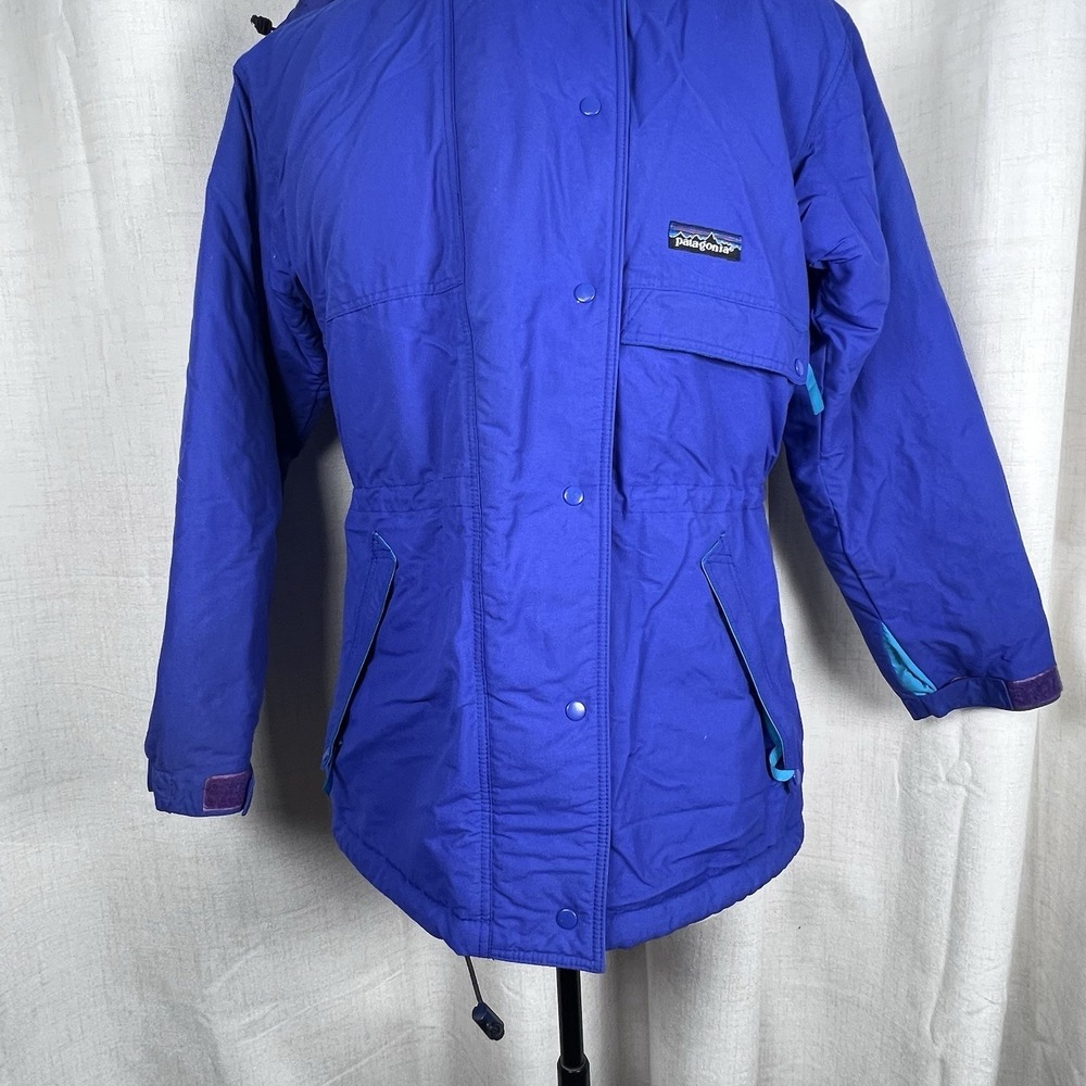 Vintage 90s Patagonia Insulated Parka Coat Jacket Hooded 10 Blue Ski Snow Board - Picture 3 of 15